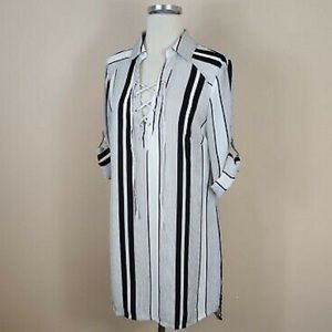 Bebe Lace-up pinstripe Shirtdress